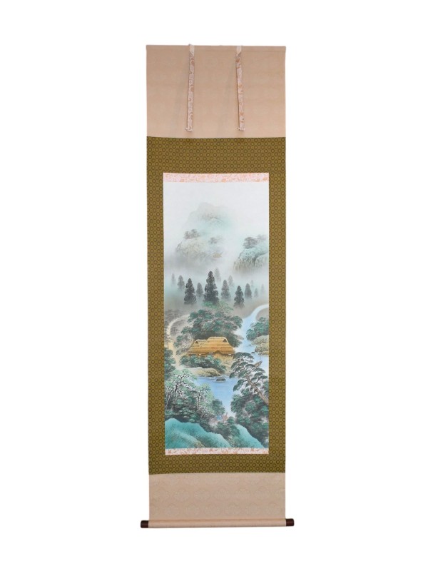 Kakejiku Sansui Landscape with Phoenix and Sacred Jewel