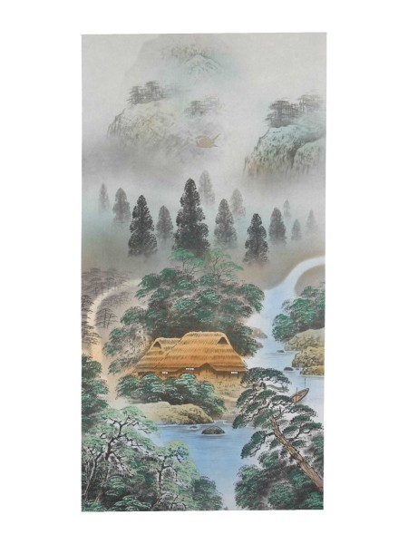 Kakejiku Sansui Landscape with Phoenix and Sacred Jewel