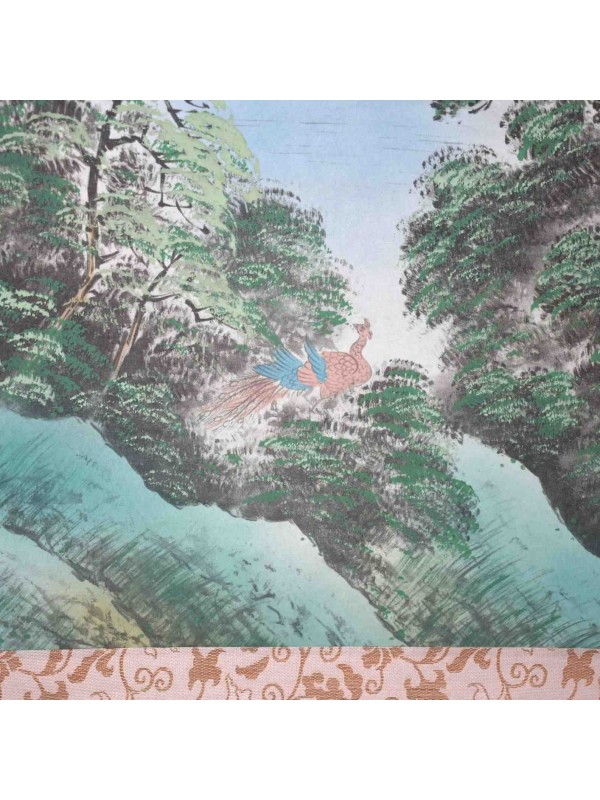 Kakejiku Sansui Landscape with Phoenix and Sacred Jewel