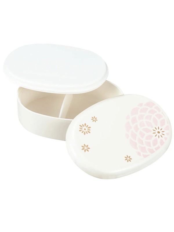 Bento box oval, pearlescent, floral design