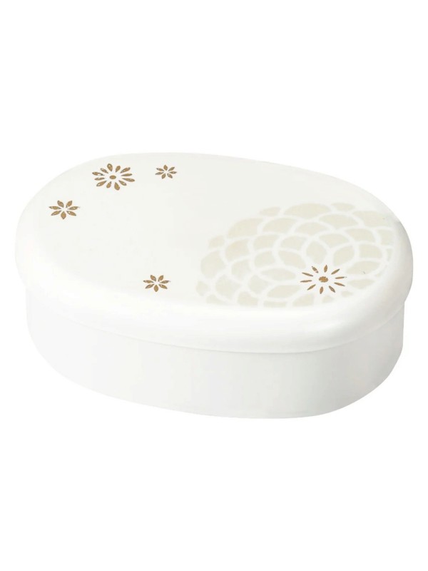 Bento box oval, pearlescent, floral design