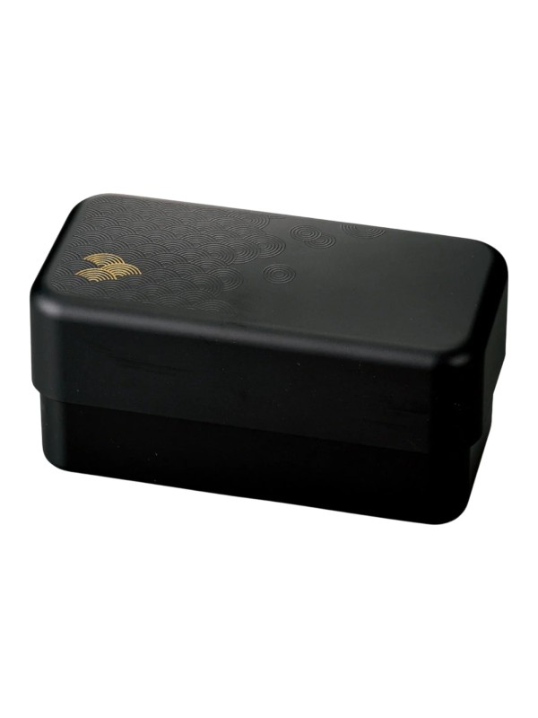 Bento Box Elegant Japanese "Seigaiha" Pattern in Charcoal and Gold