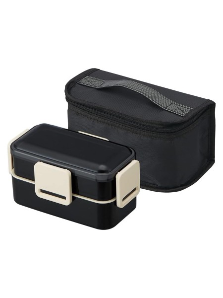 Bento Lunch Box 850ml, Two-Compartment, Antibacterial, Silver Ion, with Cooler Bag