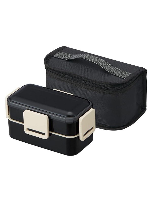 Bento Lunch Box 850ml, Two-Compartment, Antibacterial, Silver Ion, with Cooler Bag