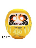 Daruma Japanese yellow hand-painted 12 cm