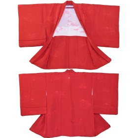 Haori silk Kimono Jacket with Maple Damask and Kumihimo Pattern