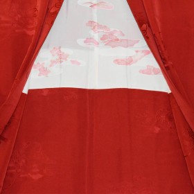 Haori silk Kimono Jacket with Maple Damask and Kumihimo Pattern