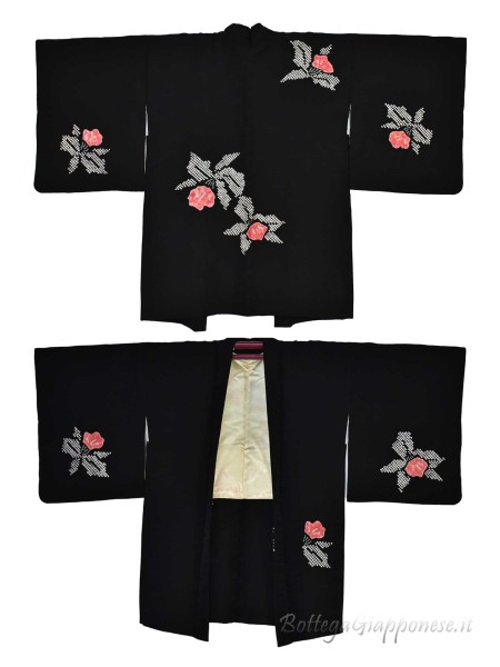 Haori silk kimono jacket with embroidery