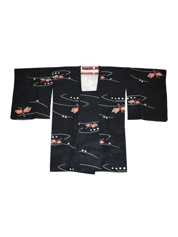 Michiyuki black kimono jacket in shibori silk