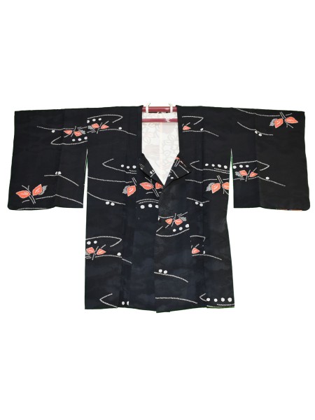 Michiyuki black kimono jacket in shibori silk
