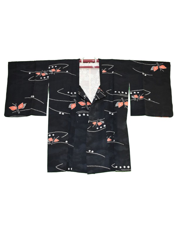 Michiyuki black kimono jacket in shibori silk