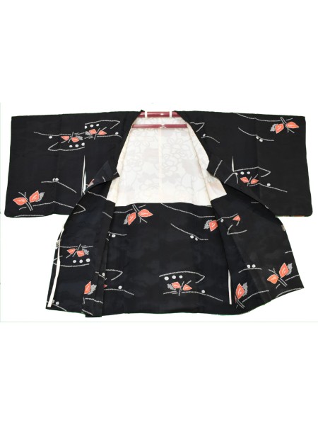 Michiyuki black kimono jacket in shibori silk