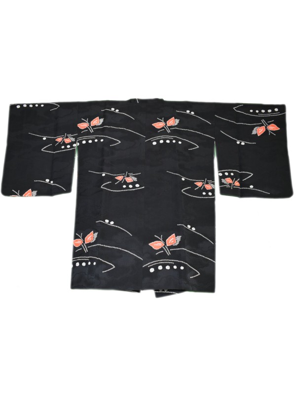 Michiyuki black kimono jacket in shibori silk