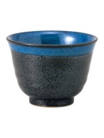 Cobalt Blue and Black Japanese Tea Cup
