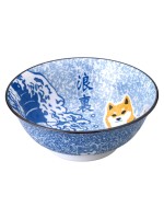 Bowl for Ramen with Shibainu (20.5x8cm) indigo