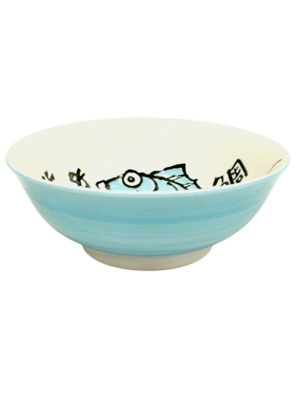 Ceramic bowl with sea bream design (20.5 x 8cm) light Blue
