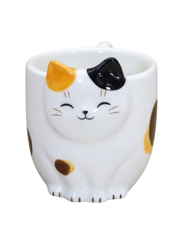 Set Ceramic mug + spoon, Calico cat design