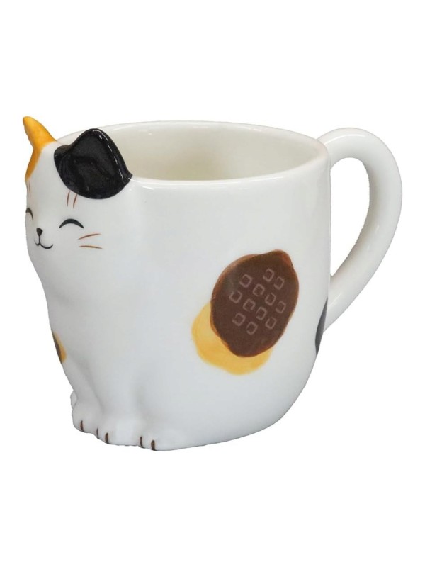 Set Ceramic mug + spoon, Calico cat design
