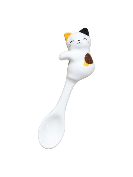 Set Ceramic mug + spoon, Calico cat design