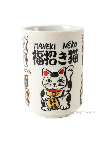Cup | Glass – Sushi-style, embossed lucky Maneki Neko design