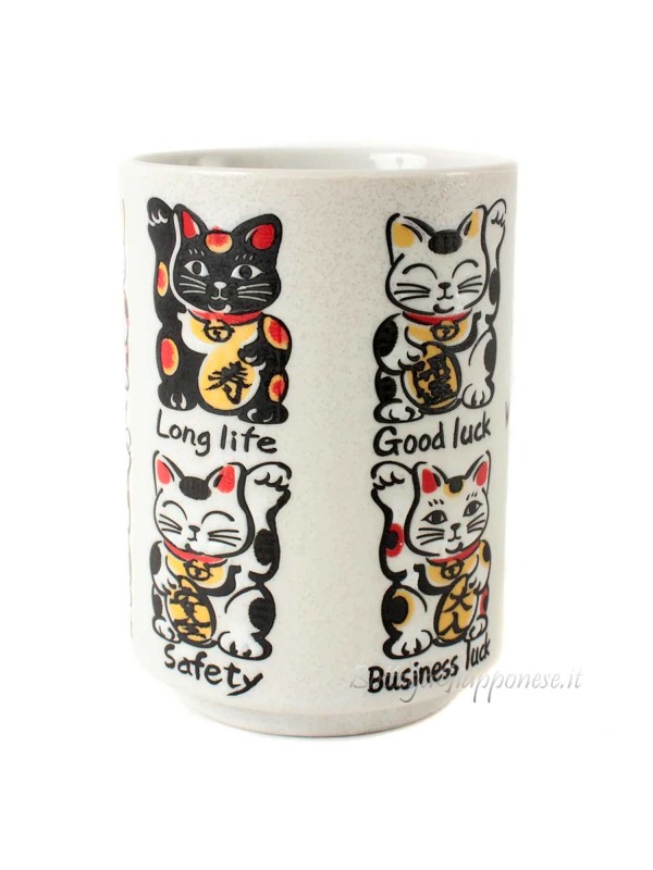 Cup | Glass – Sushi-style, embossed lucky Maneki Neko design