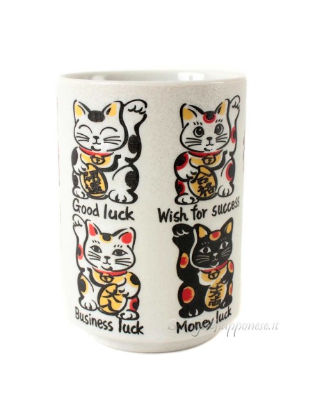 Cup | Glass – Sushi-style, embossed lucky Maneki Neko design