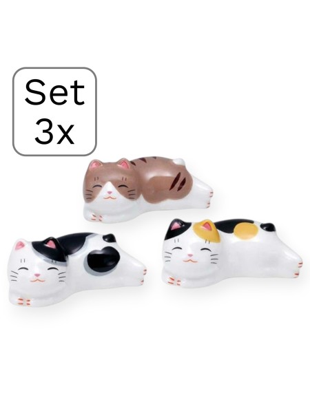 Maneki Neko Set of 3 Lying Kitten Chopstick Rests Maneki Neko Set of 3 Lying Kitten Chopstick Rests