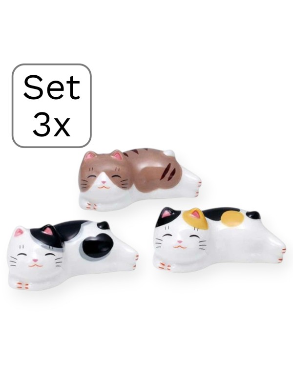 Maneki Neko Set of 3 Lying Kitten Chopstick Rests
