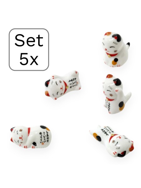 Maneki Neko Set of 5 Hashioki Lucky Cats Maneki Neko Set of 5 Hashioki Lucky Cats