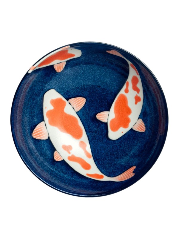 Blue bowl with koi carp (21,5x8cm)