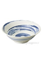 Bowl White Ramen and Udon with Blue Brush Strokes (21.8x7.8cm)