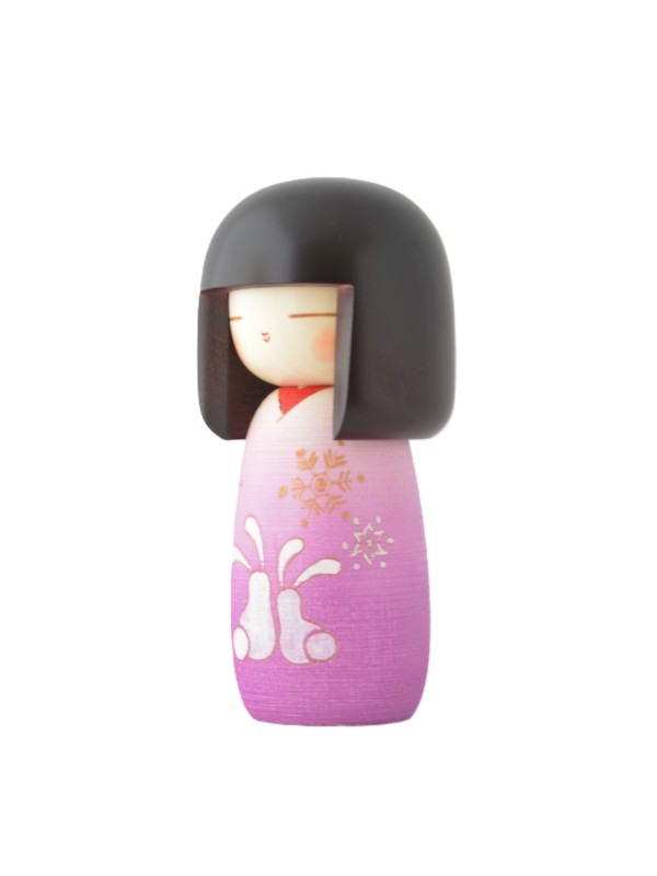 Kokeshi "Yuki Usagi" (Snow Rabbits) Doll (Purple)