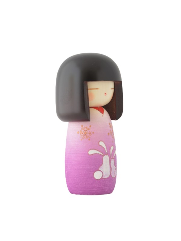 Kokeshi "Yuki Usagi" (Snow Rabbits) Doll (Purple)