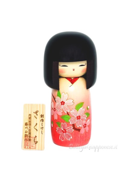 Kokeshi Sakura wooden engraved doll Kokeshi Sakura wooden engraved doll