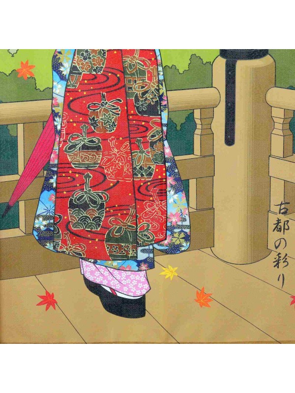 Noren Autumn in Kyoto curtain, Ukiyo-e style