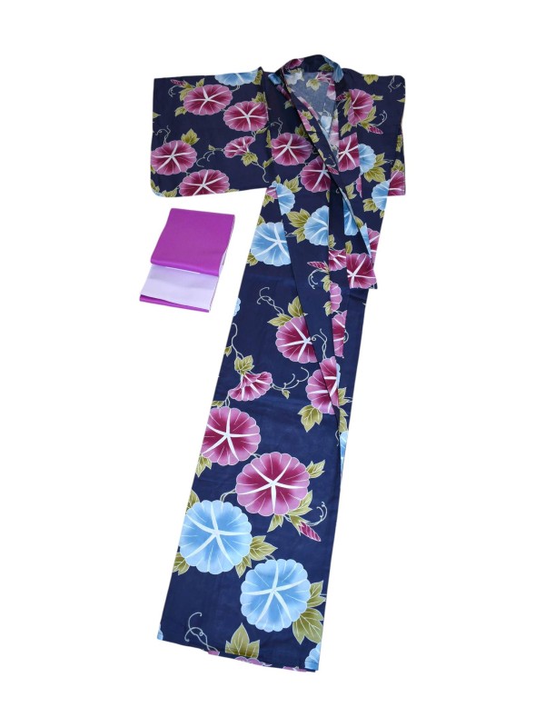 Yukata Traditional Japanese Dress Floral Pattern Asagao