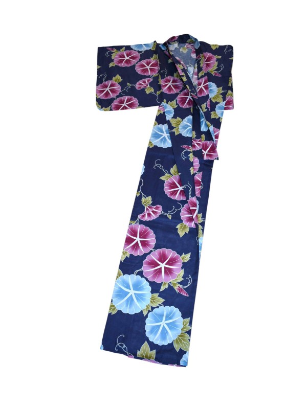 Yukata Traditional Japanese Dress Floral Pattern Asagao